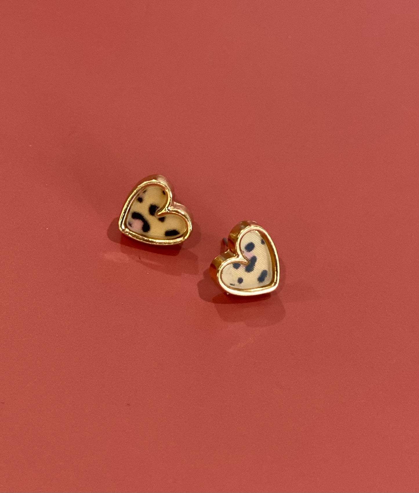 Leopard Print Heart Stud