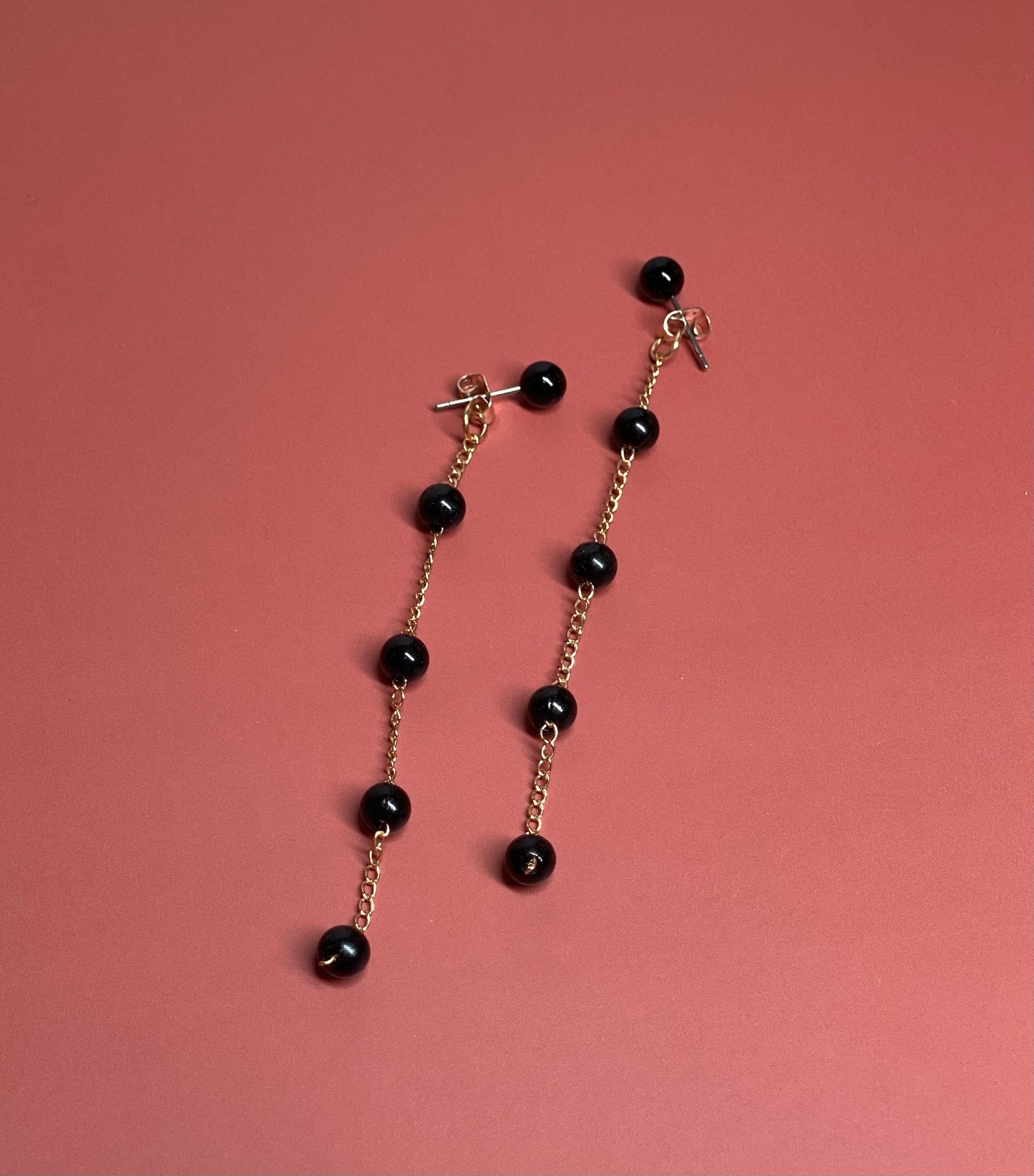 Black Beaded Dangle Set