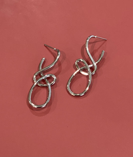 Squiggly Silver Dangle