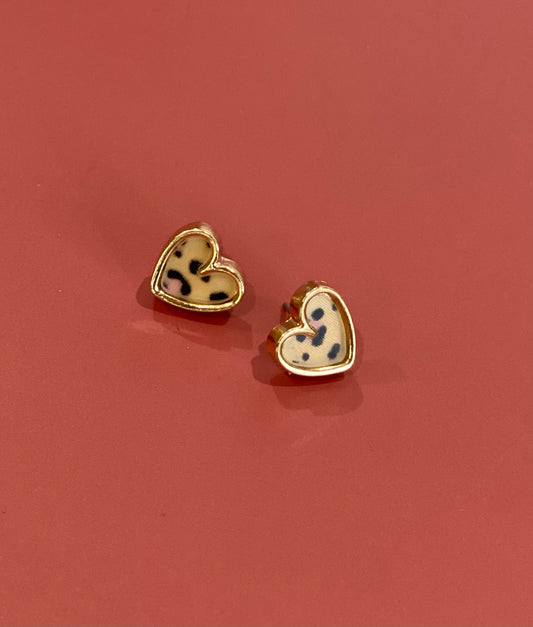Leopard Print Heart Stud