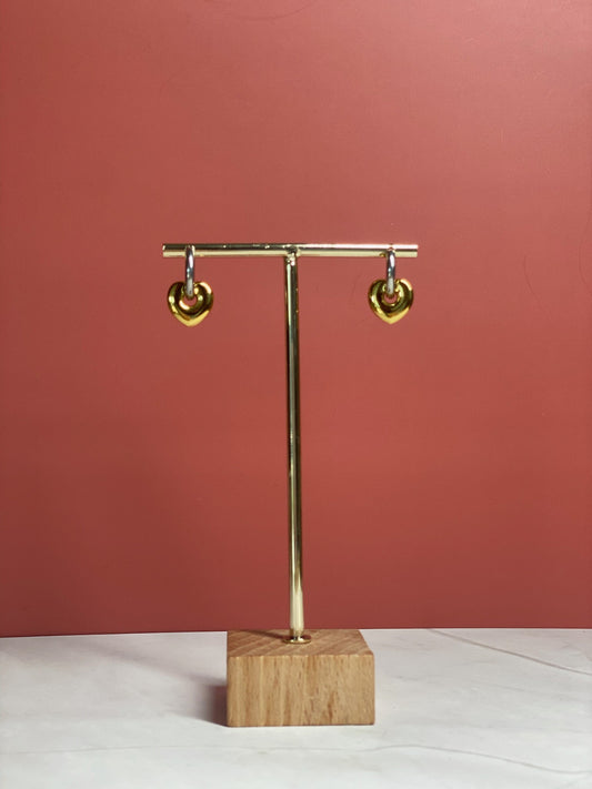 Silver Huggie   Golden Heart Charm